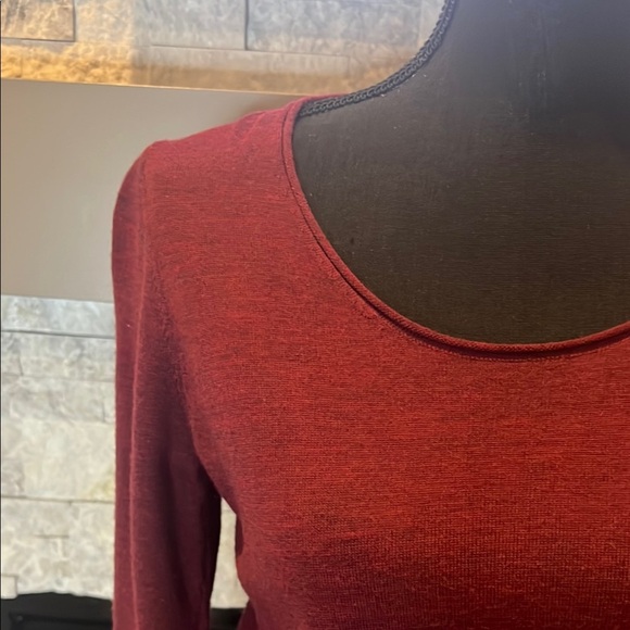 Eileen Fisher Merino Wool Burgundy Long Sleeve Dress size Small Petite - Picture 4 of 12